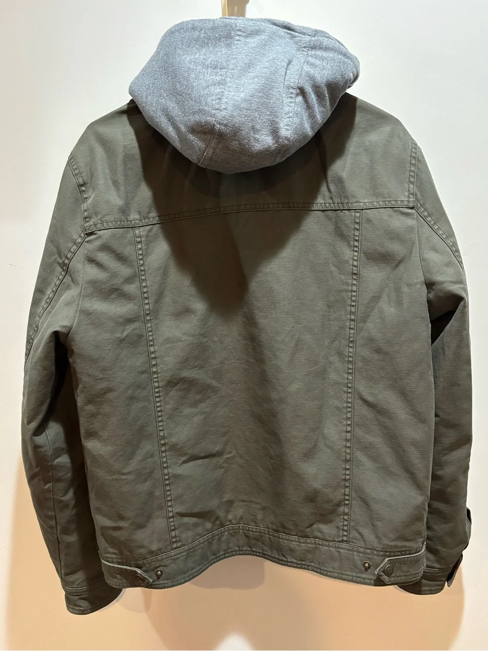 GUESS Olive Green Hooded Military-Style Jacket with Sherpa Trim